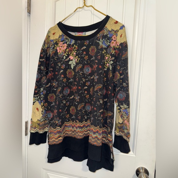 Johnny Was Asymmetrical Graphic Black Blouse - Picture 1 of 8